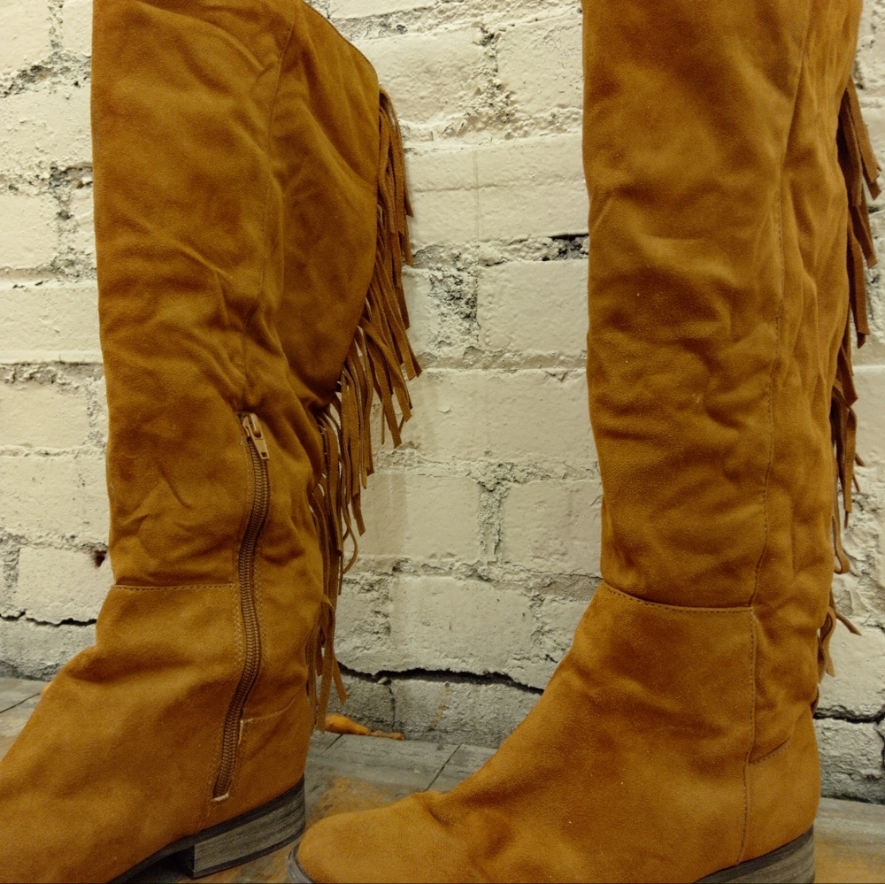 American Eagle Outfitters Faux Suede/Fringe Boots Women's 7